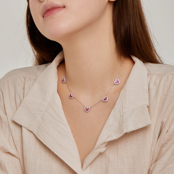 [Clover Jewelrys]Collar Brillante de Cinco Corazones
