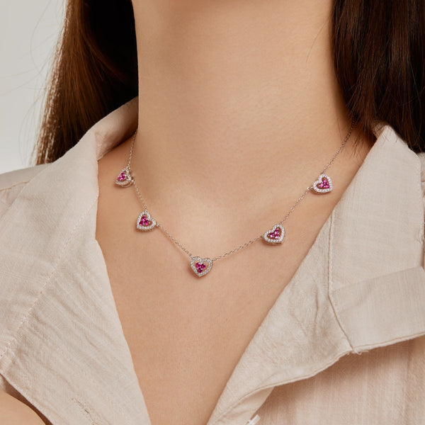 [Clover Jewelrys]Collar Brillante de Cinco Corazones
