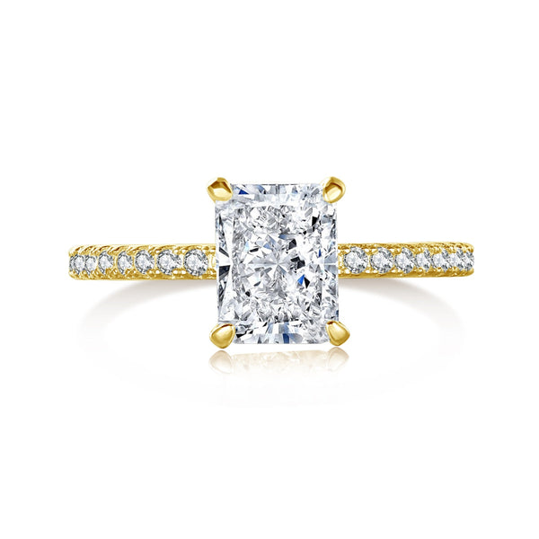 [Clover Jewelrys]Anillo de fiesta de corte radiante deslumbrante y brillante de 2,0 quilates