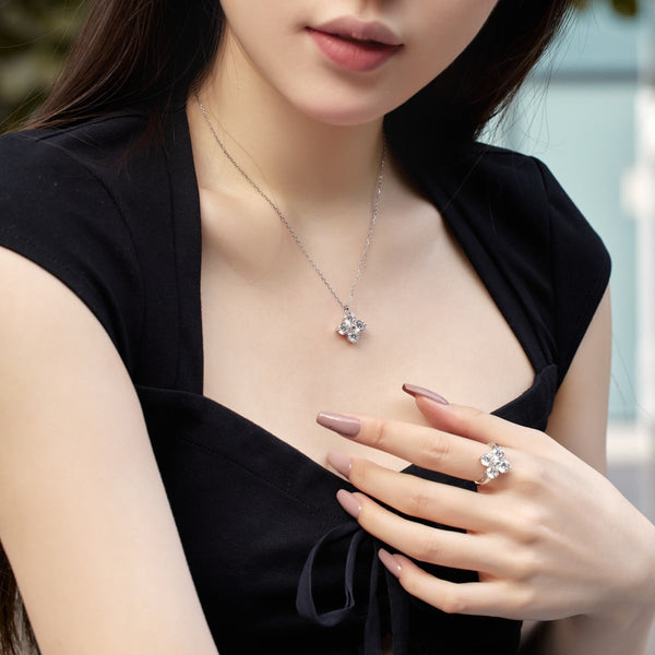 [Clover Jewelrys]Collar de Trébol de Cuatro Hojas y Estrella de Ocho Puntas