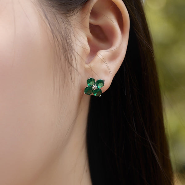 [Clover Jewelrys]Pendientes de trébol de cuatro hojas y estrella de ocho puntas