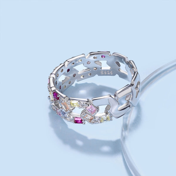 [Clover Joyas] Anillo diario de corte esmeralda vibrante y brillante