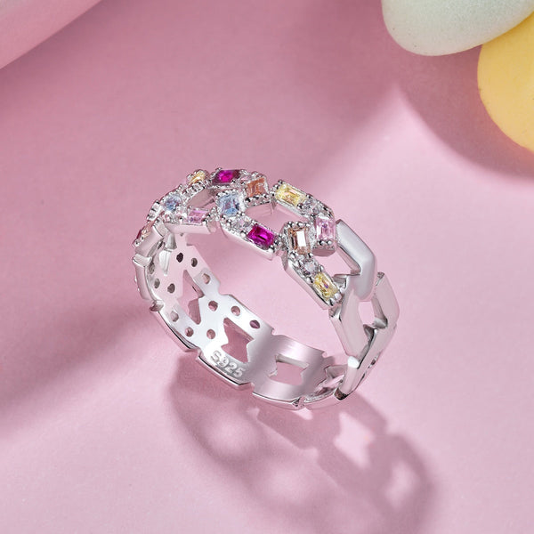 [Clover Joyas] Anillo diario de corte esmeralda vibrante y brillante