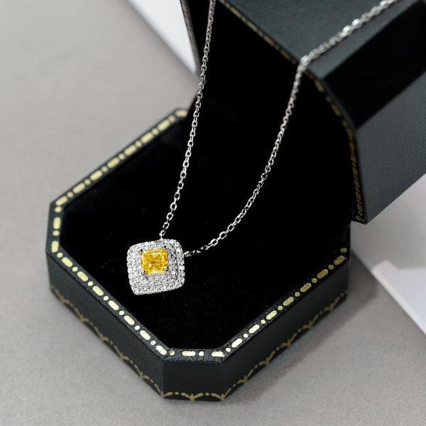 [Clover Jewelrys]Collar brillante con corte Asscher