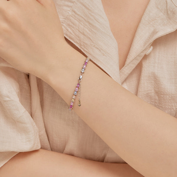 [Clover Jewelrys]Delicada pulsera de fiesta con corte esmeralda y colorida