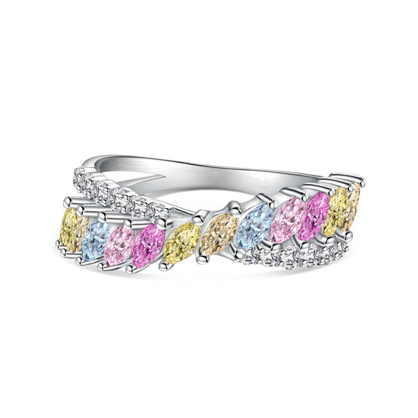 [Clover Jewelrys]Anillo diario único de corte marquesa colorido