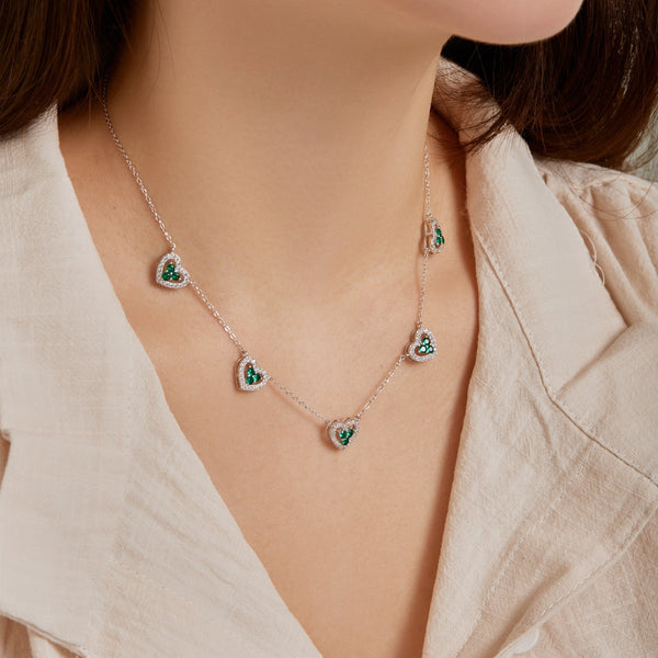 [Clover Jewelrys]Collar Brillante de Cinco Corazones