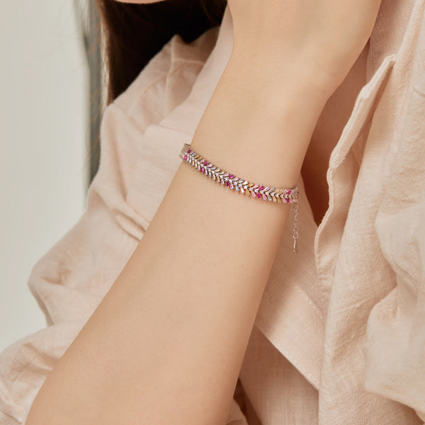 [Clover Jewelrys]Pulsera diaria delicada con esmeralda talla radiante