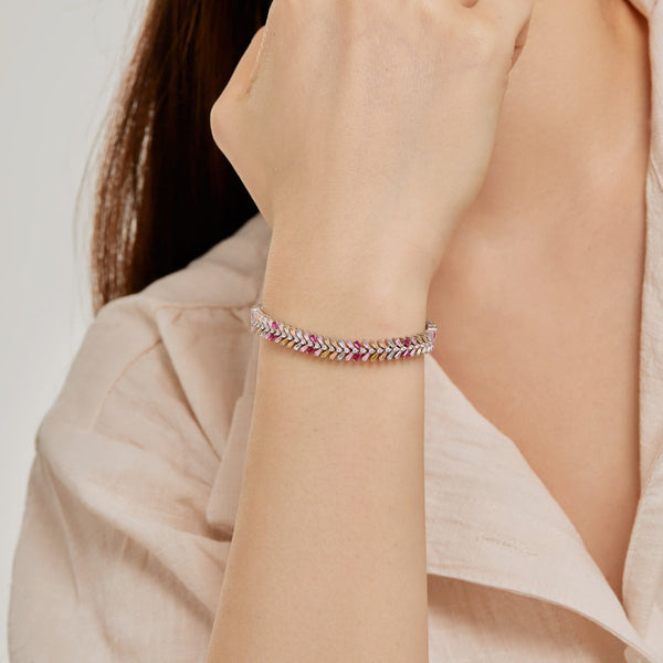 [Clover Jewelrys]Pulsera diaria delicada con esmeralda talla radiante