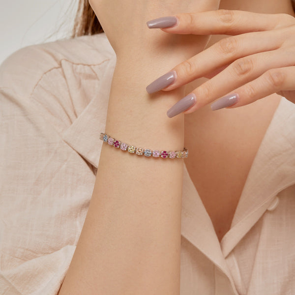 [Clover Joyas] Pulsera diaria delicada con corte esmeralda colorida