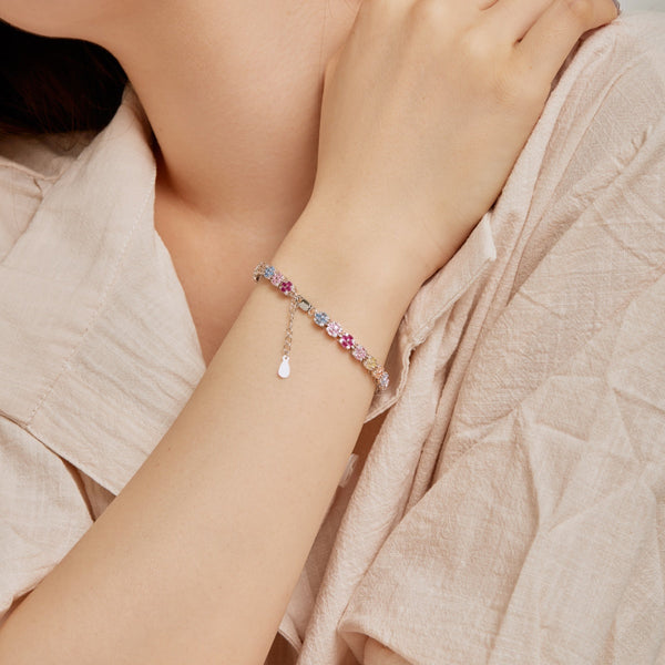 [Clover Joyas] Pulsera diaria delicada con corte esmeralda colorida