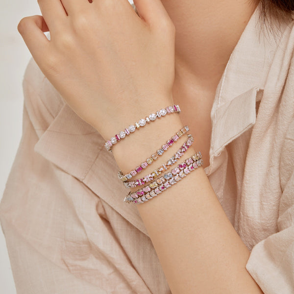 [Clover Joyas] Pulsera diaria delicada con corte esmeralda colorida