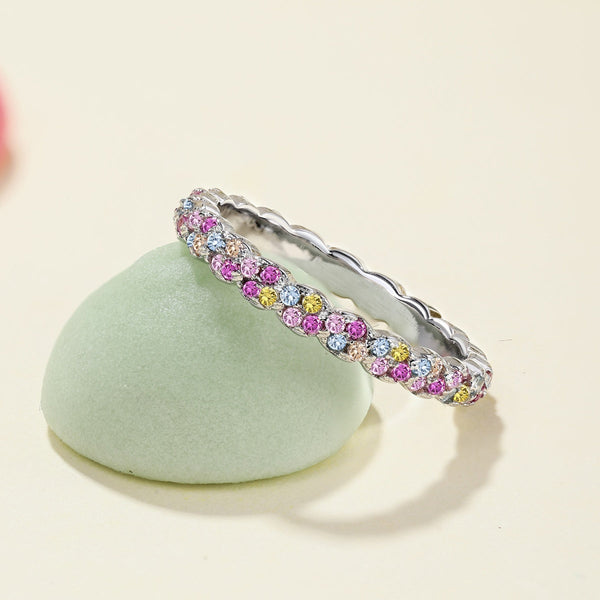 [Clover Jewelrys]Anillo diario redondo efervescente delicado