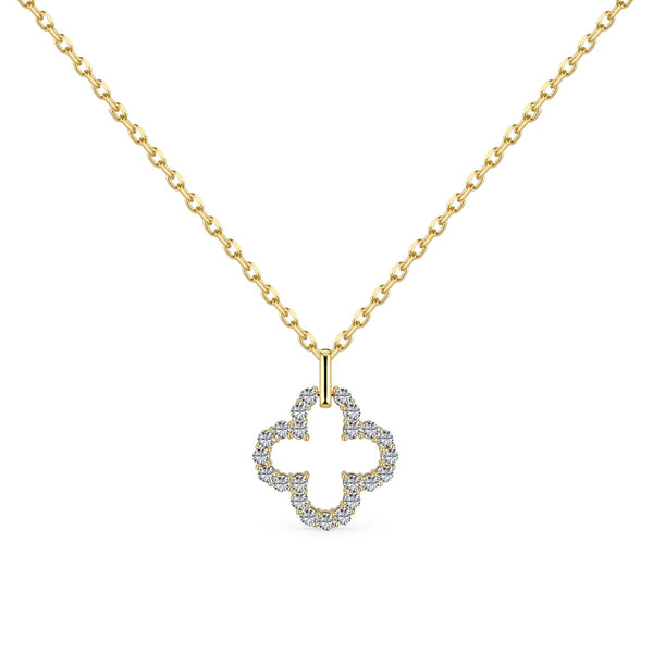 [Clover Jewelrys]Collar exquisito con diseño calado de trébol de cuatro hojas