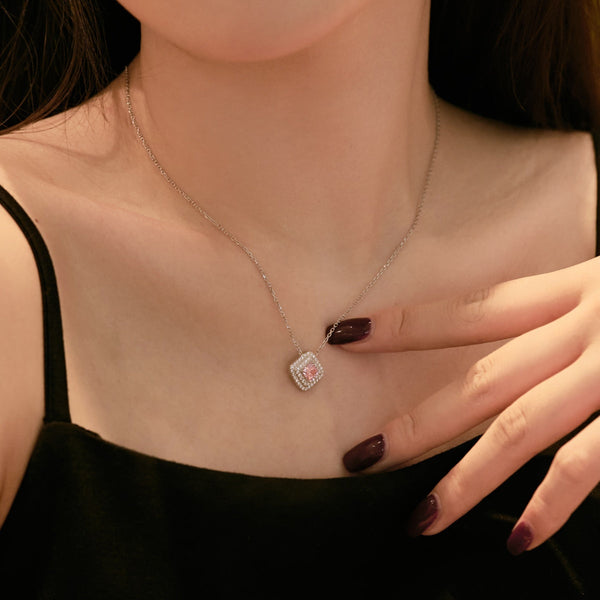 [Clover Jewelrys]Collar brillante con corte Asscher