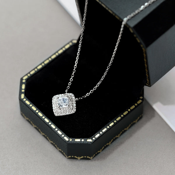 [Clover Jewelrys]Collar brillante con corte Asscher