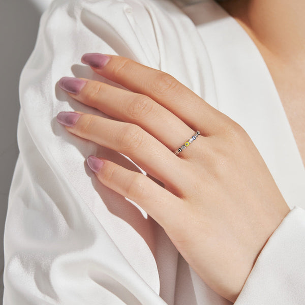 [Clover Jewelrys]Anillo diario vibrante de forma redonda brillante