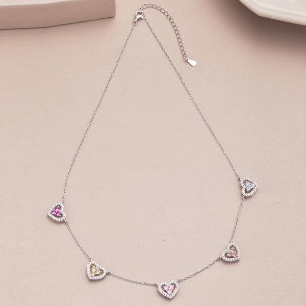 [Clover Jewelrys]Collar Brillante de Cinco Corazones