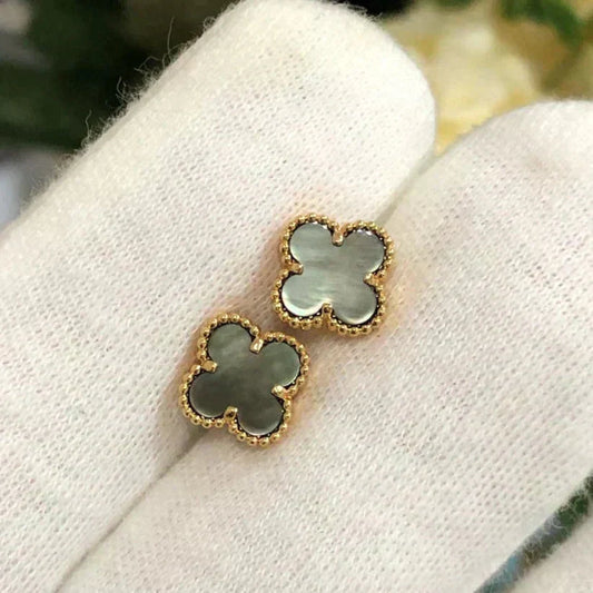 [Kincade Jewelrys]CLOVER MINI 9.5MM GRAY MOP EARRINGS