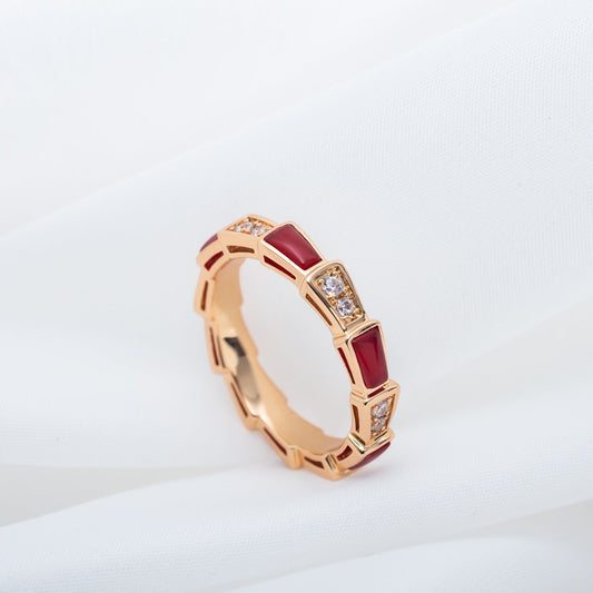 [Kincade Jewelrys]SERPENTI RING PINK GOLD CARNELIAN DIAMOND 3MM