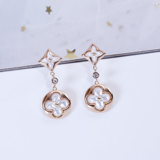 [Kincade Jewelrys]STAR AND SUN PINK GOLD MOP DROP EARRINGS