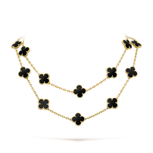 [Kincade Jewelrys]CLOVER 20 MOTIFS ONYX NECKLACE
