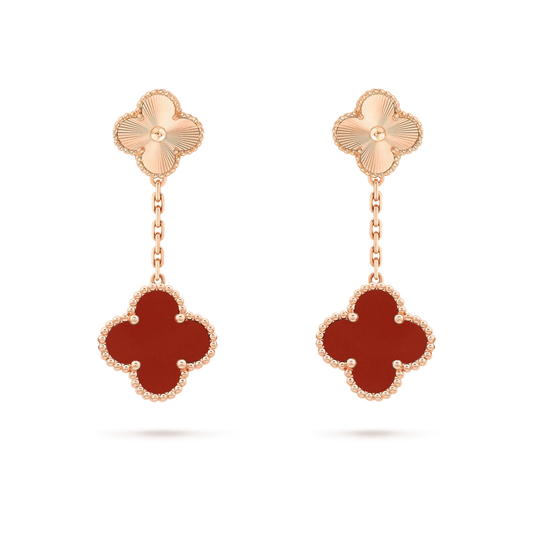 [Kincade Jewelrys]CLOVER 2 MOTIF  LASER CARNELIAN EARRINGS