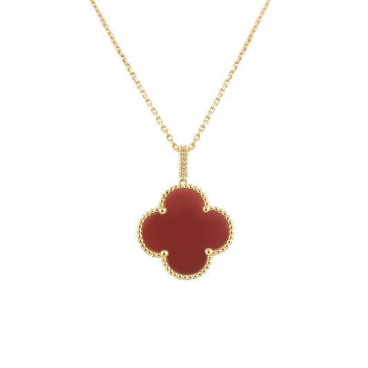 [Kincade Jewelrys]CLOVER 25MM NECKLACE GOLD CARNELIAN