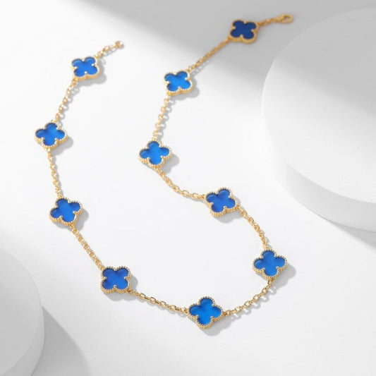 [Kincade Jewelrys]CLOVERS THE 10-MOTIFS BLUE AGATE NECKLACE