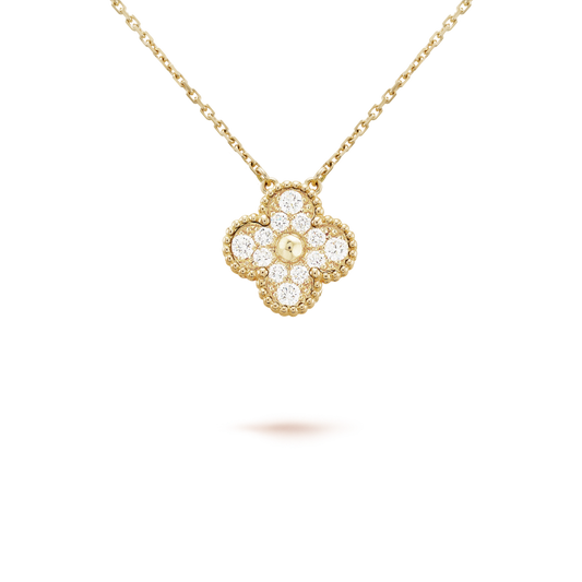 [Kincade Jewelrys]CLOVER 15MM DIAMOND SINGLE FLOWER NECKLACE