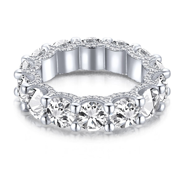 [Clover Jewelrys]Precioso Anillo de Tenis con Corte Redondo