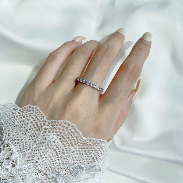 [Clover Jewelrys]Anillo de tenis con circonita redonda brillante