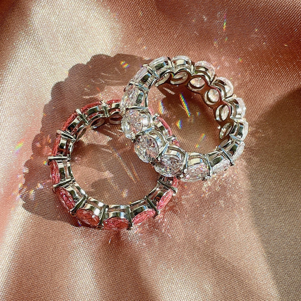 [Clover Jewelrys]Anillo de tenis delicado con talla cojín alargada