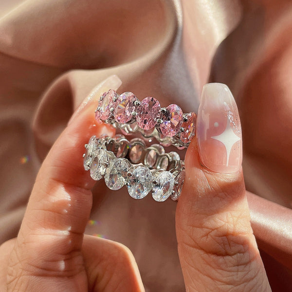 [Clover Jewelrys]Anillo de tenis delicado con talla cojín alargada