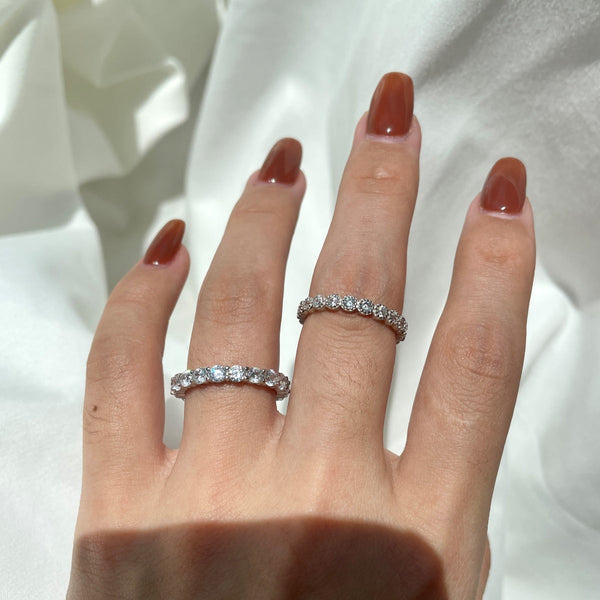 [Clover Jewelrys]Anillo de tenis con circonita redonda brillante