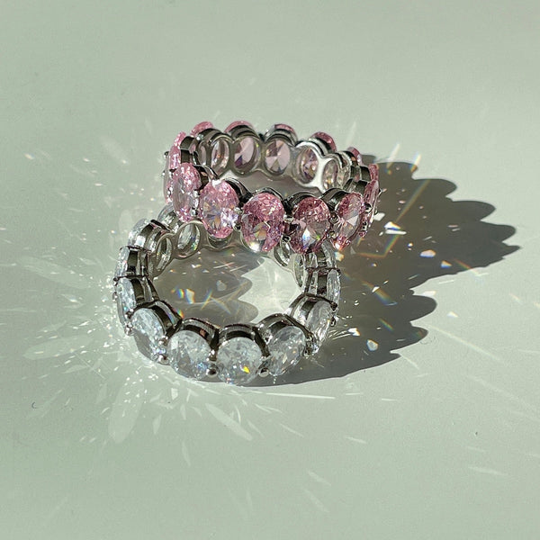 [Clover Jewelrys]Anillo de tenis delicado con talla cojín alargada