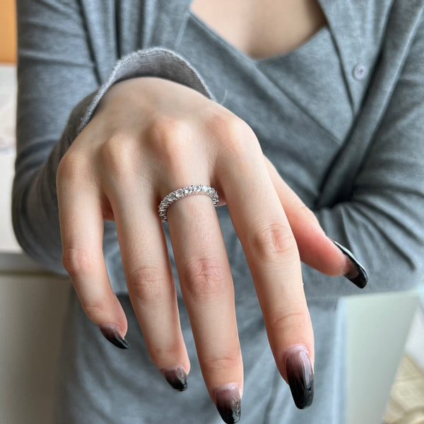 [Clover Jewelrys]Anillo de tenis con circonita redonda brillante