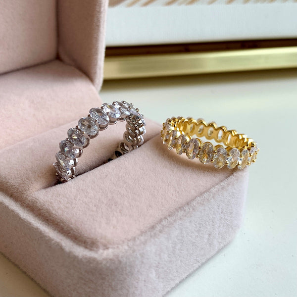 [Clover Jewelrys]Anillo de tenis con corte ovalado ornamentado