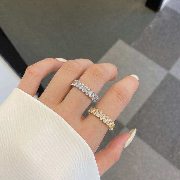 [Clover Jewelrys]Anillo de tenis con corte ovalado ornamentado