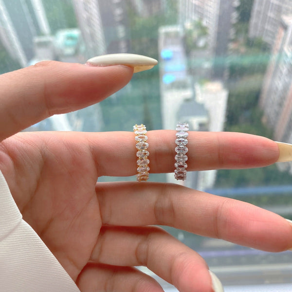 [Clover Jewelrys]Anillo de tenis con corte ovalado ornamentado