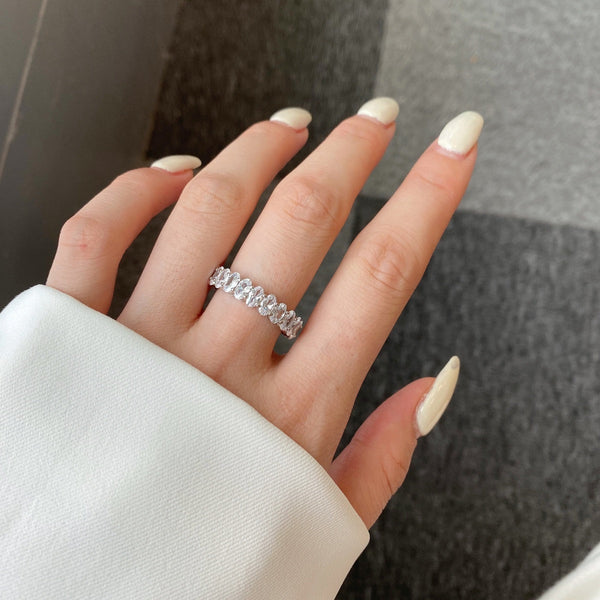 [Clover Jewelrys]Anillo de tenis con corte ovalado ornamentado