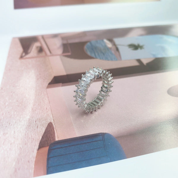 [Clover Jewelrys]Anillo único con corte radiante colorido