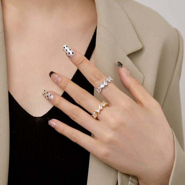 [Clover Jewelrys]Anillo delicado de corte múltiple