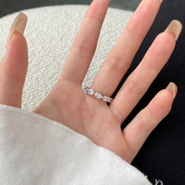 [Clover Jewelrys]Exquisito Anillo de Tenis con Corte de Pera