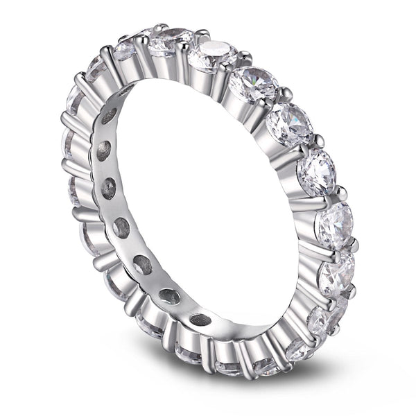 [Clover Jewelrys]Anillo de tenis con circonita redonda brillante