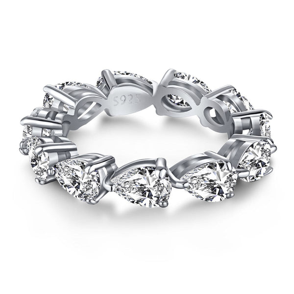 [Clover Jewelrys]Exquisito Anillo de Tenis con Corte de Pera