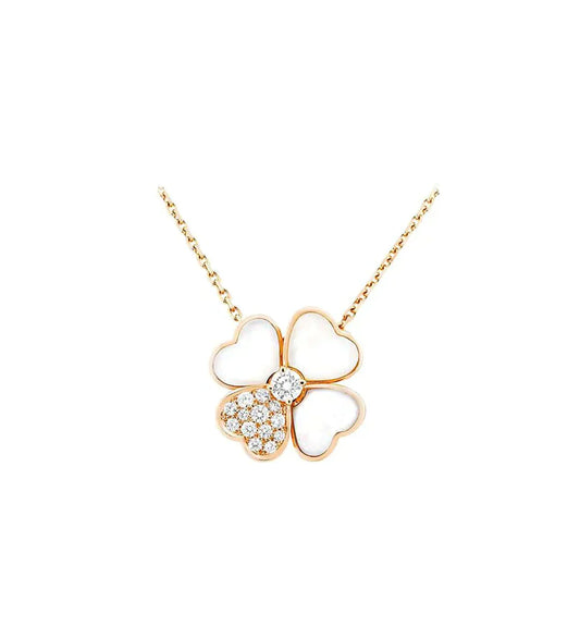 [Kincade Jewelrys]CLOVER MOP DIAMOND ROSE GOLD NECKLACE
