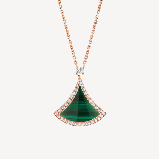 [Kincade Jewelrys]DREAM MALACHITE DIAMOND PAVED PINK GOLD NECKLACE