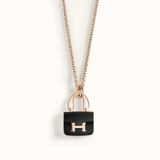 [Kincade Jewelrys]CONSTANCE BLACK PEDANT PINK GOLD NECKLACE