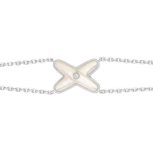 [Kincade Jewelrys]JEUX BRACELET WHITE MOP SILVER 1 DIAMOND
